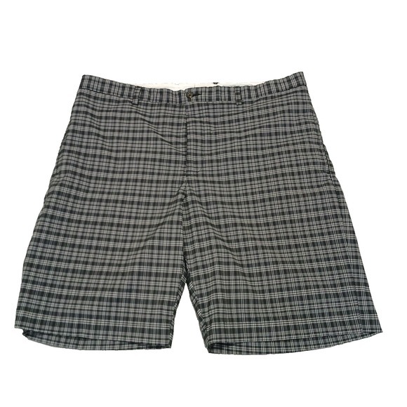 Greg Norman‎ Golf Shorts Mens 38 Black Gray Plaid Chino Tasso Ella Pockets 10" - Picture 1 of 9
